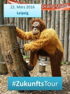 Plakat der #Zukunftstour von Orang-Utans in Not e.V.