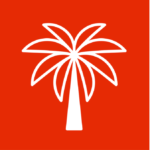 The Replace PalmOil app logo, a white palm tree on a bright red background.