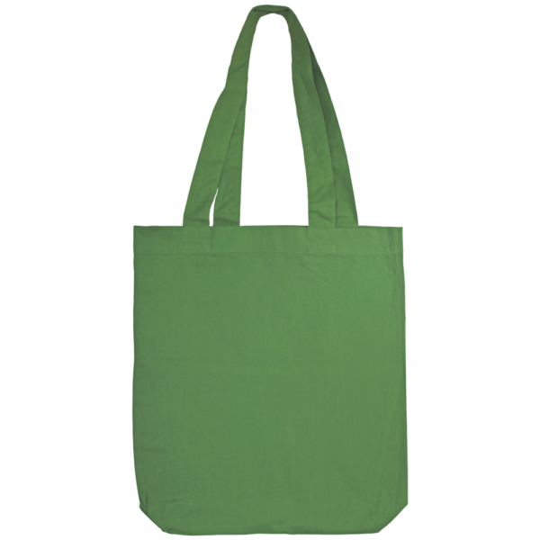 Grüner Stoffbeutel von hinten.