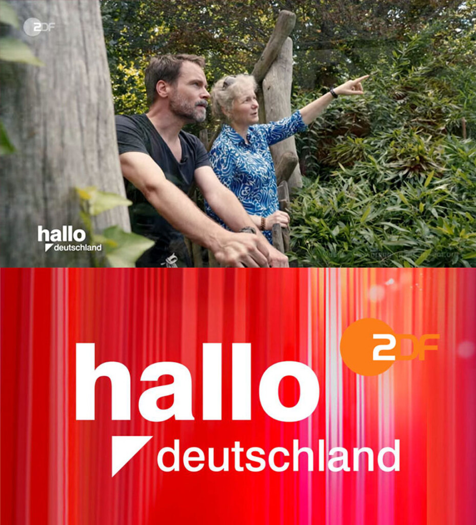 Julia Cissewski und Wanja Mues unterhalten sich. Julia Cissewski deutet mut dem Finger auf etwas.
